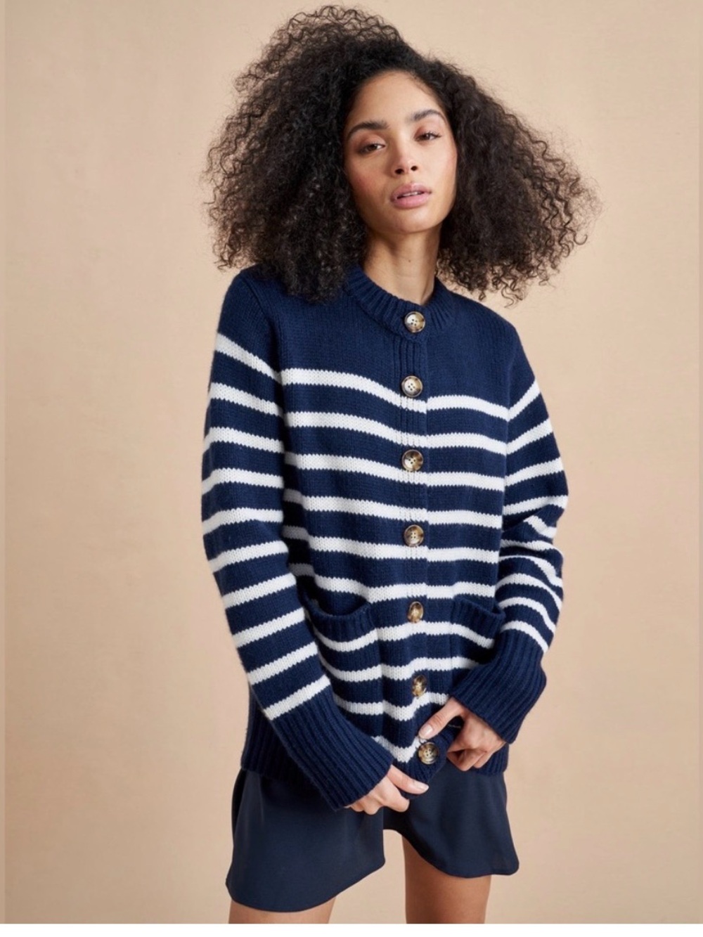 La Ligne Marin Navy and White Striped Cardigan size XS
